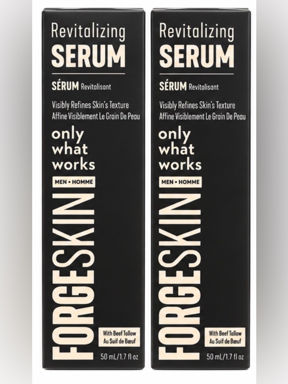 2 pack FORGE SKIN Only What Works Men's Hydrating Face Serum Moisturizer 1.7 oz